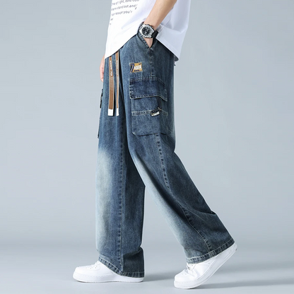 Ader Wide-Leg Denim Cargo Pants