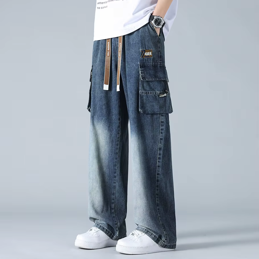 Ader Wide-Leg Denim Cargo Pants