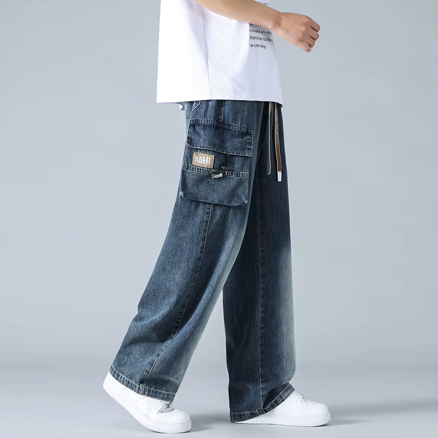 Ader Wide-Leg Denim Cargo Pants