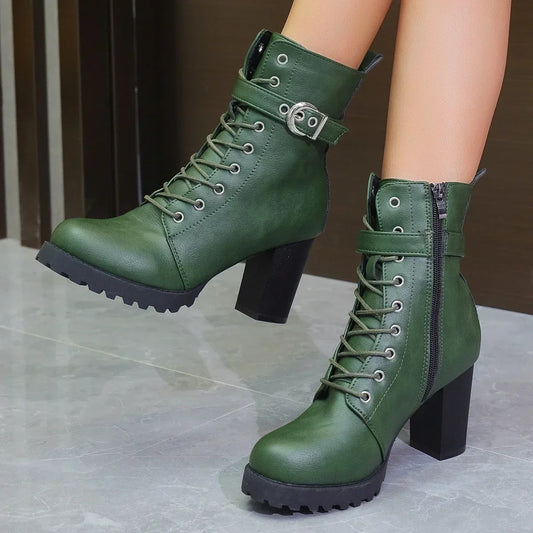 Lace-Up Vegan Leather Platform Boot